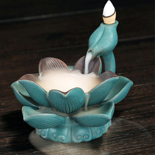 LED Colorful Lotus Lights Incense Burner