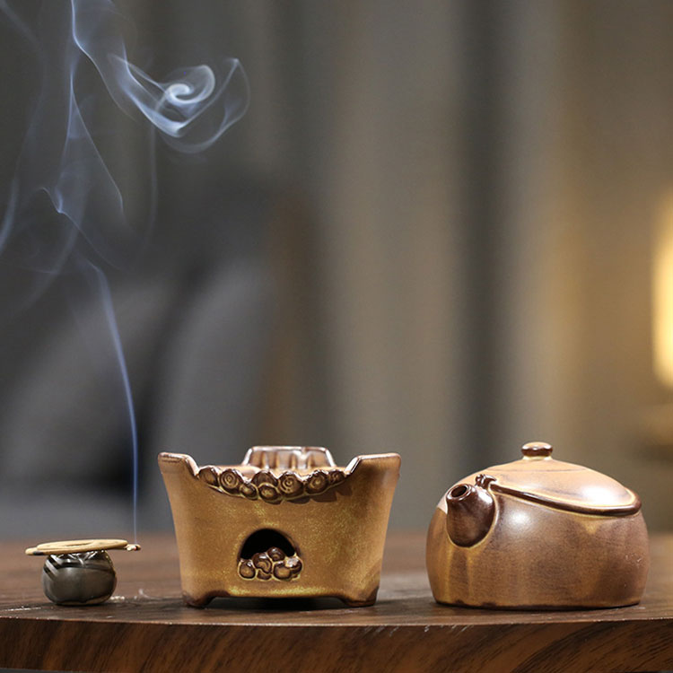 Teapot Ceramic Plate Incense Burner Ornament