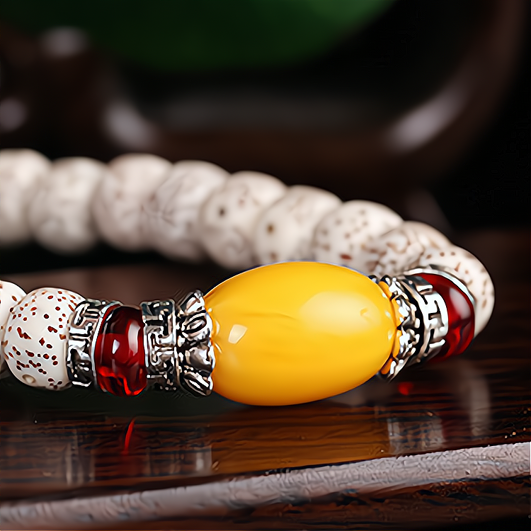 108 Tibetan Mala Bodhi Seed Amber Balance Bracelet Necklace