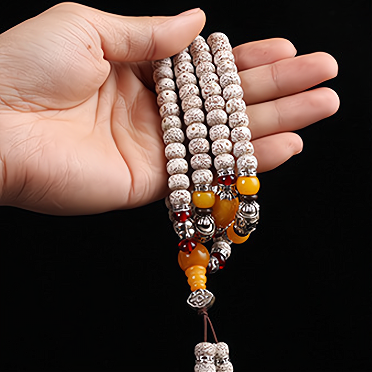 108 Tibetan Mala Bodhi Seed Amber Balance Bracelet Necklace
