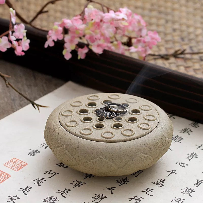 Lotus Pendant Zen Ceramic Plate Incense Burner Ornament