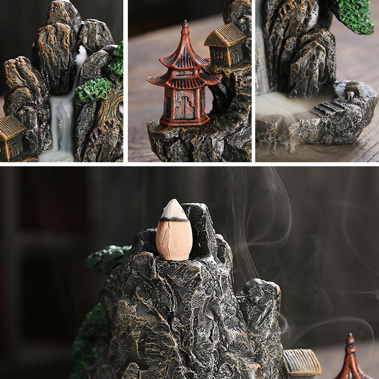Mountains waterfalls incense burner