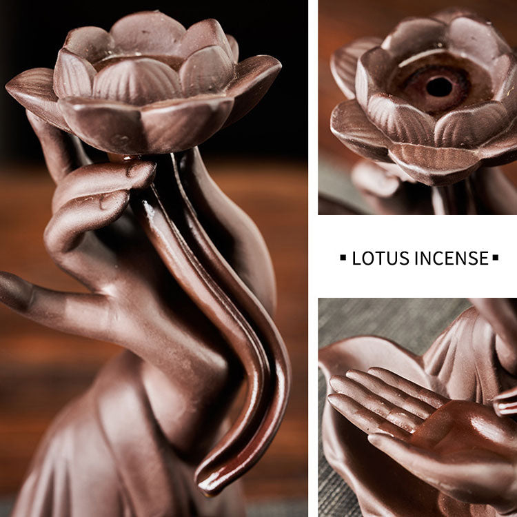 Buddha Hand Lotus Heart LED Incense Burner