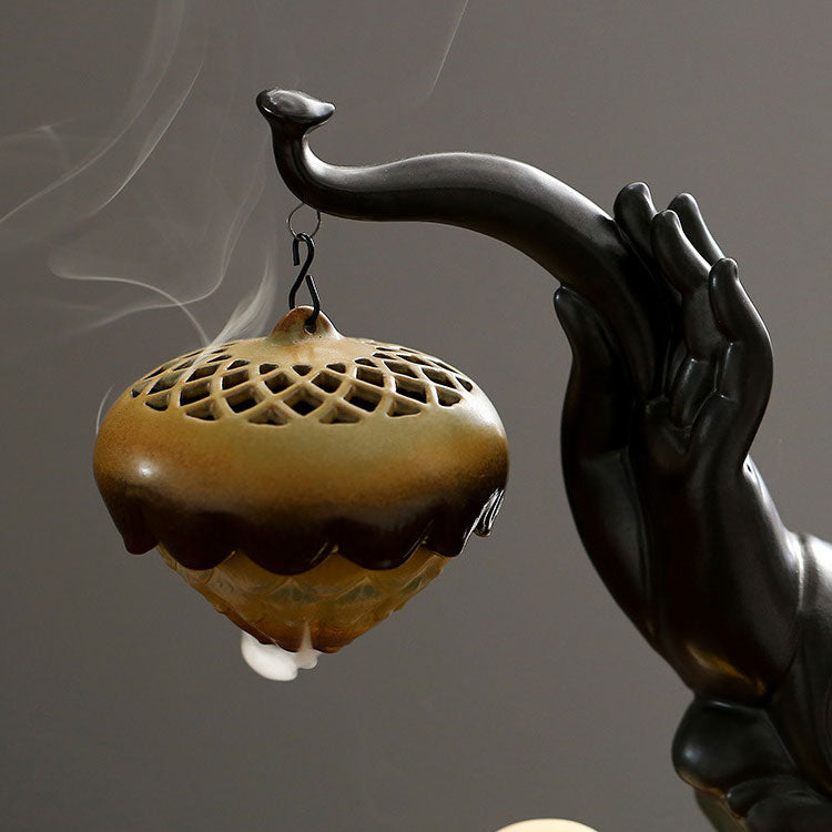 Lotus Hanging Ball Reflux Incense Burner With Led