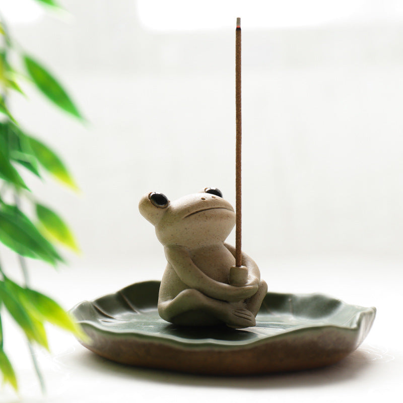 Incense Holder Frog Ceramic Vertical Incense Burner Ornament