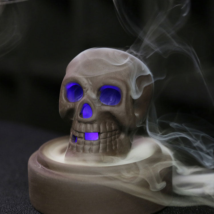 LED Light Skull Waterfall Incense Burner With Windproof