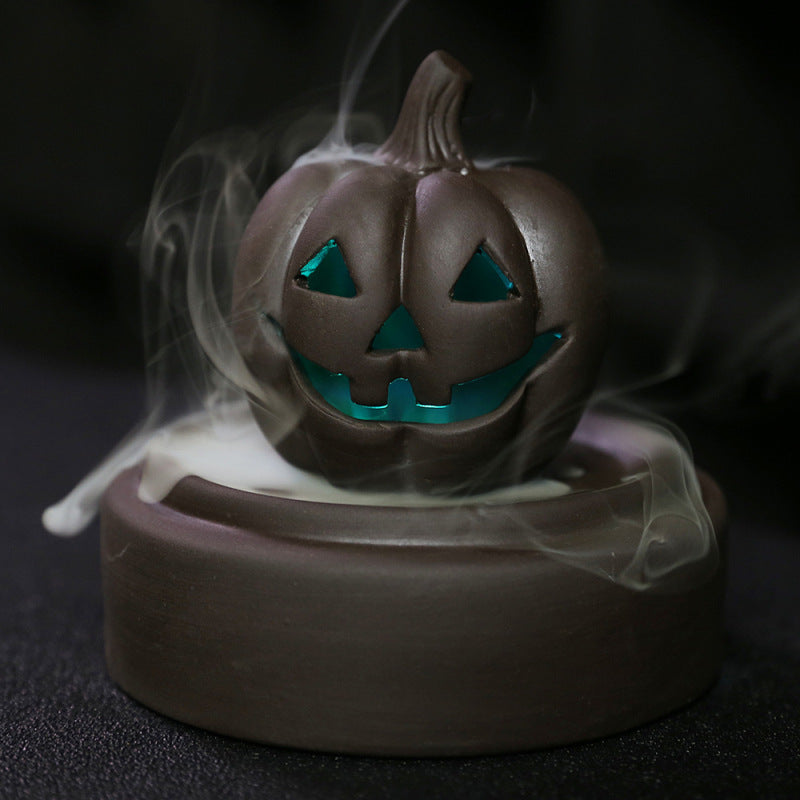 LED Light Halloween Pumpkin Windshield Backflow Incense Burner
