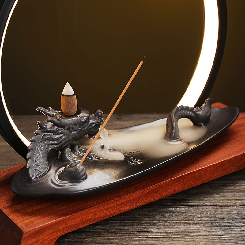 Chinese Dragon Lamp Circle Incense Burner