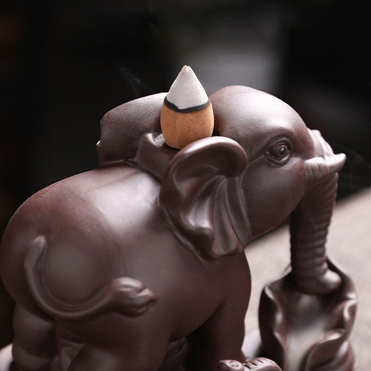 Double Elephant Incense Holder
