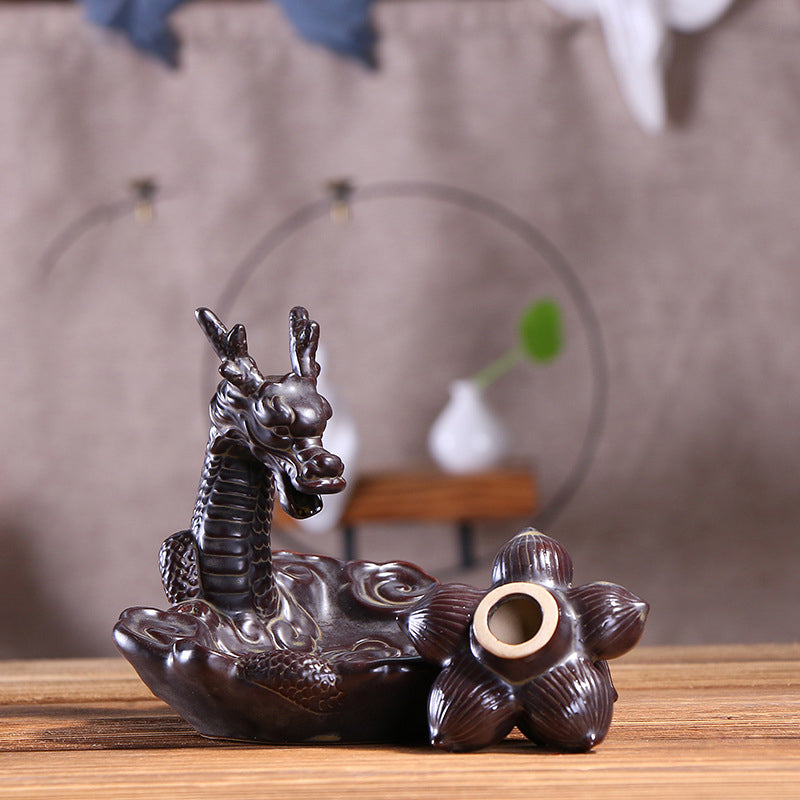 Ceramics Dragon Waterfall Incense Burner