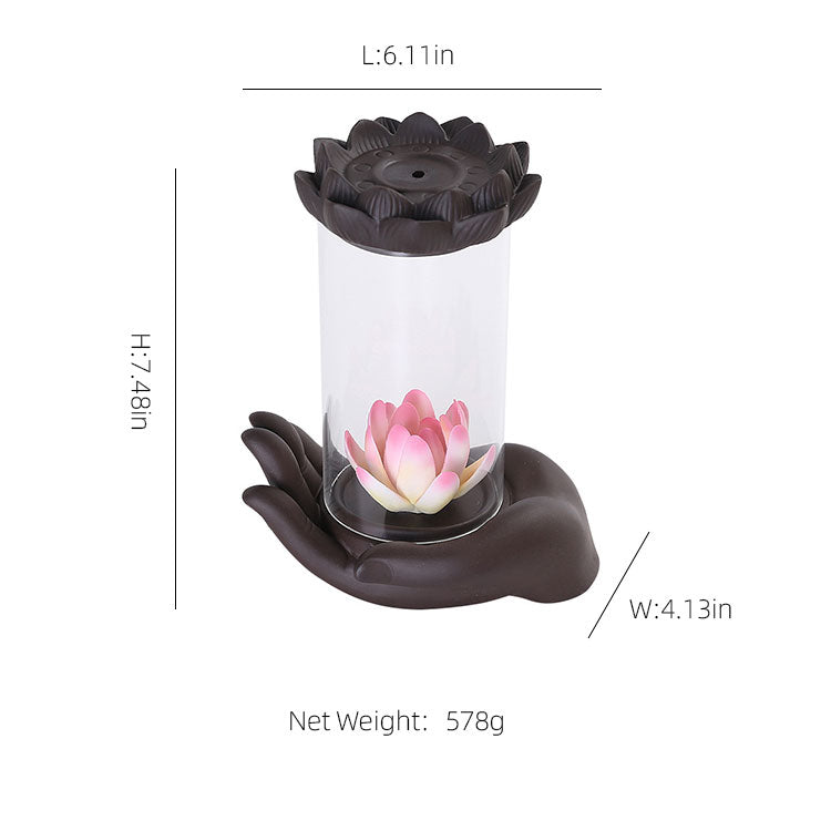 Bergamot Lotus  Waterfall Incense Burner With Windproof
