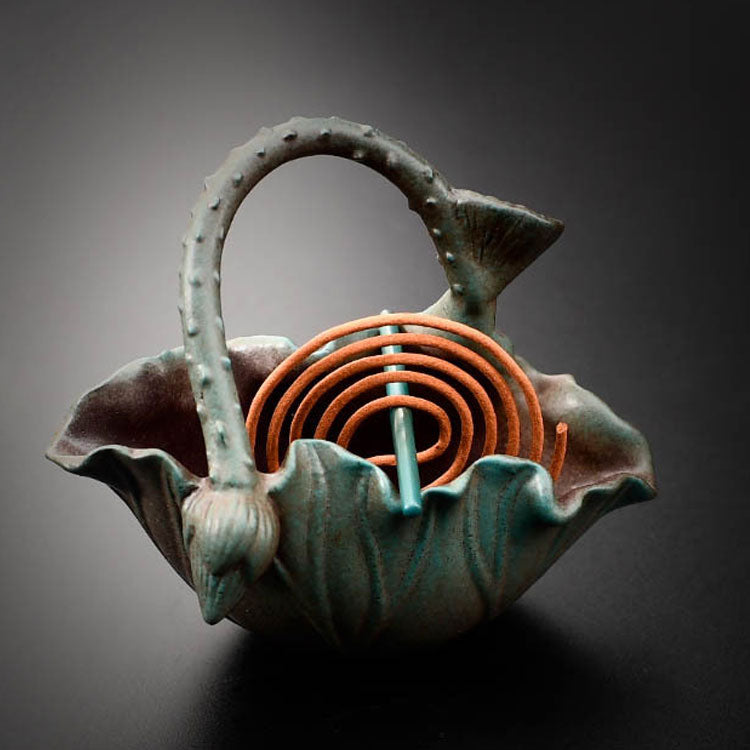 Lotus Basket Ceramic Plate Incense Burner Ornament