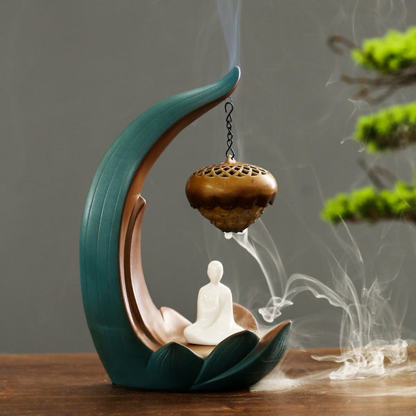 Lotus Backflow Incense Burner with LED