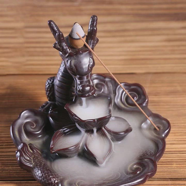 Ceramics Dragon Waterfall Incense Burner
